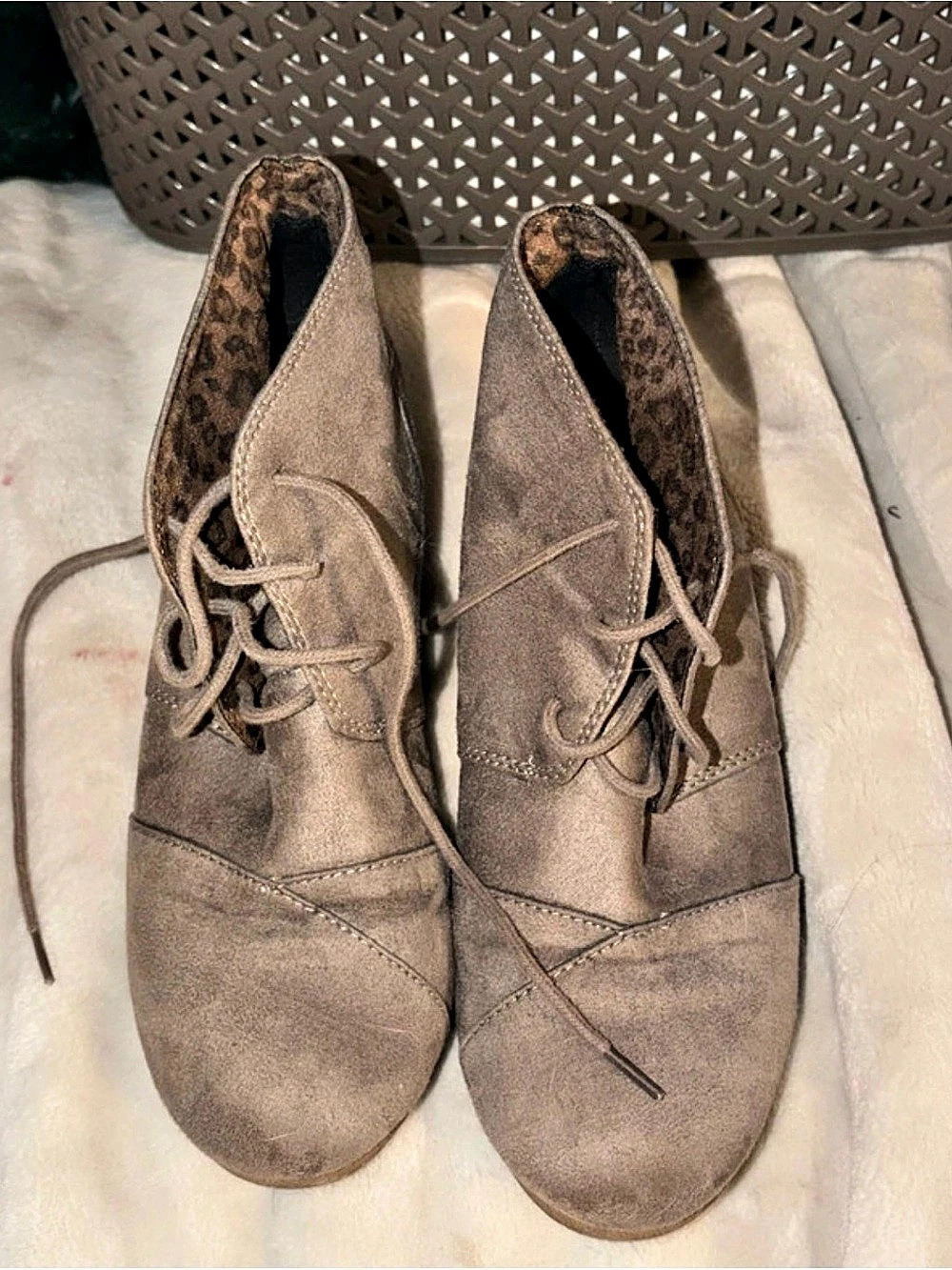 Nine West Lace-Up Wedge Booties 7